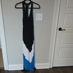 INC International Concepts Black, White, and Blue Maxi Dress